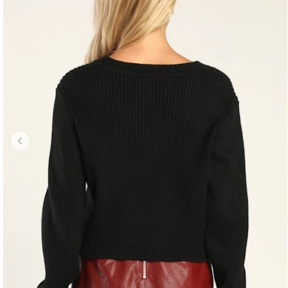Lulu's Black Ribbed Sweater - Picture 4 of 7